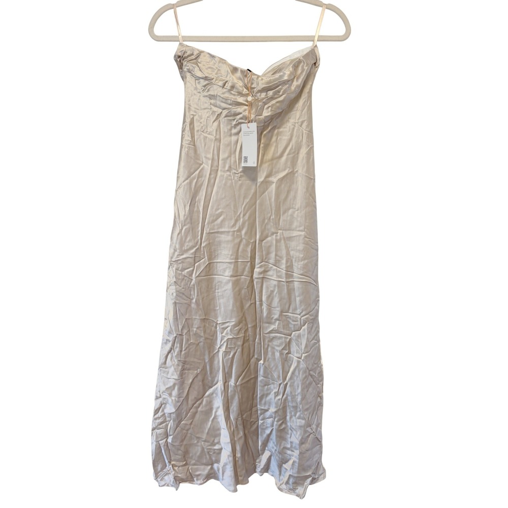 NWT Quince 100% Washable Silk Strapless Midi Dress Champagne Small - Picture 4 of 8